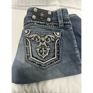 Miss Me Girls Youth Blue Jeans Sz 14, Sequins, Rhinestones, Boot cut, Low rise